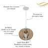Luminária Lustre Pendente Madeira Sala Jantar Cozinha Balcão 20H Crú/Fio Branco - 3