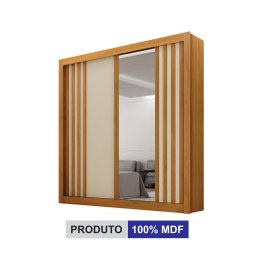 Guarda-roupa Solteiro Mdf 2 Portas de Correr 2 Gavetas com Espelho Milano Leifer Móveis:cinamomo/off - 4