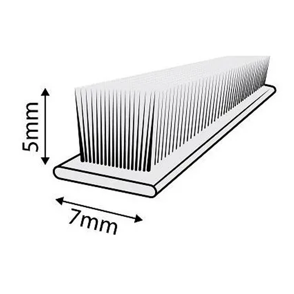 Veda Fresta Escova Protetor De Porta Janela Adesivo 5mm Cinza Stamaco Home Fita Vedação 6 Metros - 3