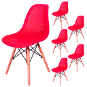 Ver imagem 1 de Kit 6 Cadeiras Charles Eames Eifell Furadinha Vermelha