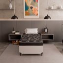 Ver imagem 2 de Cama Box Solteiro + Colchão Espuma D20 - 51x88x188cm - E-shop Casa - Couro Branco