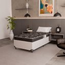 Ver imagem 1 de Cama Box Solteiro + Colchão Espuma D20 - 51x88x188cm - E-shop Casa - Couro Branco