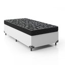 Ver imagem 1 de Cama Box Solteiro + Colchão Espuma D20 - 51x88x188cm - e-Shop Casa - Couro Branco
