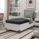 Ver imagem 2 de Cama Box Solteiro + Colchão Espuma D20 - 51x88x188cm - e-Shop Casa - Couro Branco