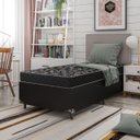 Ver imagem 2 de Cama Box Solteiro + Colchão Espuma D20 - 51x88x188cm - e-Shop Casa - Couro Preto