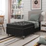 Cama Box Solteiro + Colchão Espuma D20 - 51x88x188cm - e-Shop Casa - Suede Preto - 2