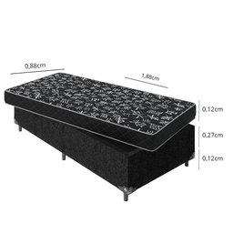 Cama Box Solteiro + Colchão Espuma D20 - 51x88x188cm - e-Shop Casa - Suede Preto - 3