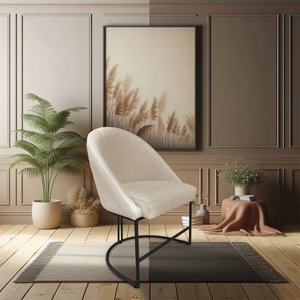 Kit 04 Cadeiras Poltrona de Jantar Bela Linho Bege Base Metálica Industrial Preto - Pallazio