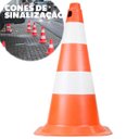 Ver imagem 1 de Cone de Sinalização PVC 75 cm Laranja e Branco Grande Plastcor