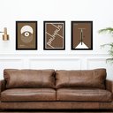 Ver imagem 2 de Kit 3 Quadros Artes Bauhaus Marrom e Branco Olho Bike 24x18cm - com Vidro:moldura Preta