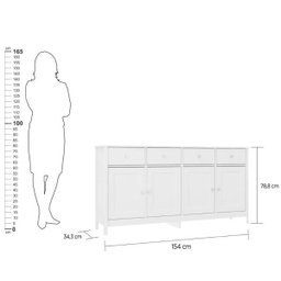 Aparador Buffet Ditália 4 Portas 4 Gavetas R-626 Branco - 4