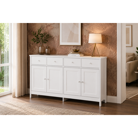 Aparador Buffet Ditália 4 Portas 4 Gavetas R-626 Branco