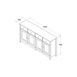 Aparador Buffet Ditália 4 Portas 4 Gavetas R-626 Branco - 3
