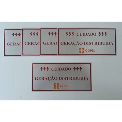Placa Cuidado - Geração Distribuída - Padrão Copel com 5Un