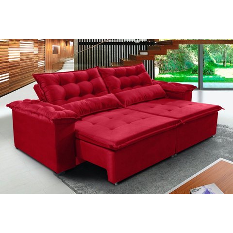 Sofá Top Veneza 300cm Retrátil e Reclinável Vermelho - Ws