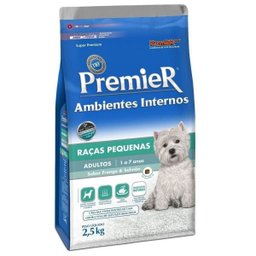 RAÇÃO PREMIER AMBIENTES INTERNOS CÃES ADULTOS RAÇAS PEQUENAS (FRANGO E SALMÃO) 2,5 KG - 1
