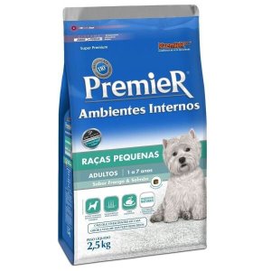 RAÇÃO PREMIER AMBIENTES INTERNOS CÃES ADULTOS RAÇAS PEQUENAS (FRANGO E SALMÃO) 2,5 KG