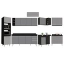Ver imagem 3 de Armário de Cozinha Modulada de Canto 9 Peças Cp05 Balcão com Tampo Preto-cinza -