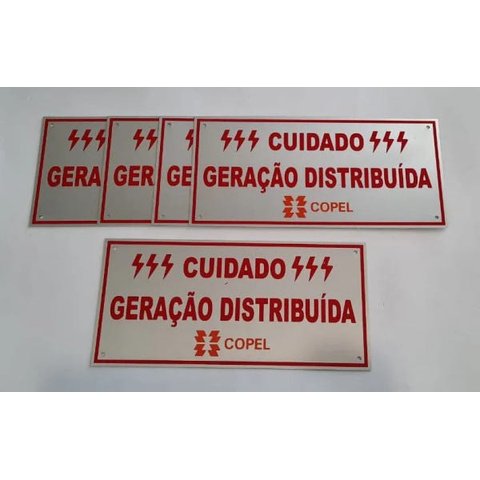Placa Cuidado - Geração Distribuída - Padrão Copel - Lisa com 5Un