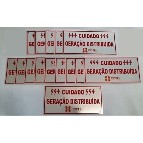 Placa Cuidado - Geração Distribuída - Padrão Copel - Lisa com 15Un