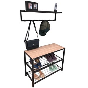 Kit Sapateira Sd 3501 Preto + Cabideiro 3505 Preto