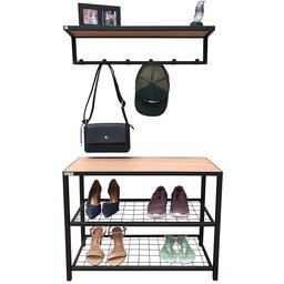 Kit Sapateira Sd 3501 Preto + Cabideiro 3505 Preto - 2
