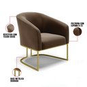 Ver imagem 6 de Kit 02 Poltronas Stella Suede Marrom Base Industrial Dourada - D’Rossi