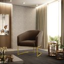 Ver imagem 2 de Kit 02 Poltronas Stella Suede Marrom Base Industrial Dourada - D’Rossi