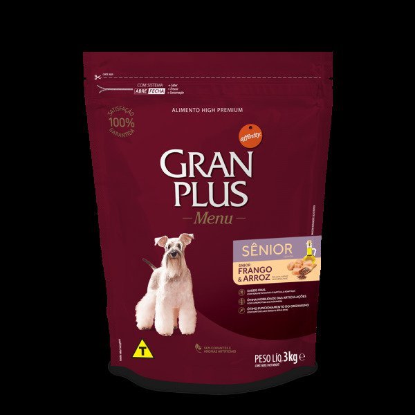 Ração Gran Plus Frango/Arroz Cães Sênior 3kg - 1