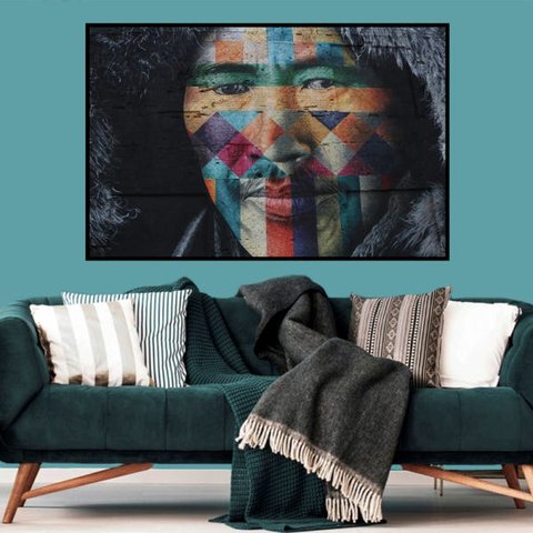 Quadro Canvas Abstrato Índio 80x1,00