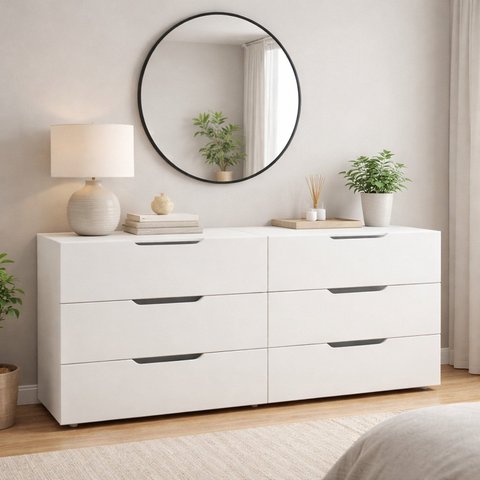 Cômoda para Quarto 6 Gavetas 150cm Madri Branco