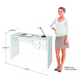 Escrivaninha Intelectual Zanzini 2 Gavetas 108cm Branca - 4