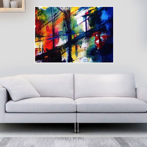Quadro Canvas Pintura Abstrata Moderna 90x1,20
