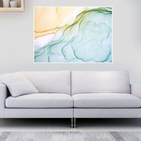 Quadro Canvas Ab Marmorizado Esverdeado 80x1,00