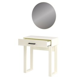 Penteadeira Estilo Industrial 67cm com Espelho Redondo 100% Mdf F34 Dalla Costa Off White - 3