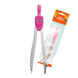 Kit Geométrico Régua Transferidor Esquadros Compasso Rosa - 3
