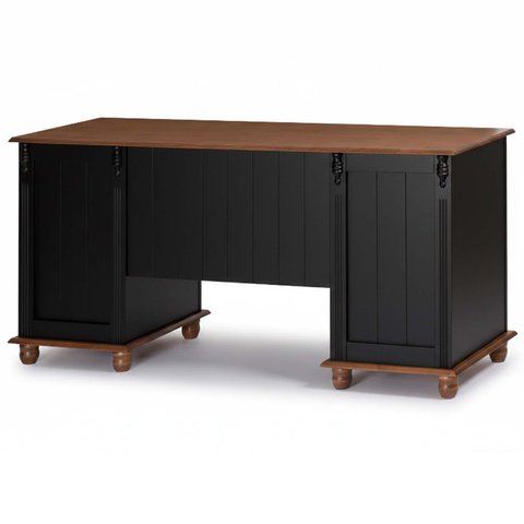 Escrivaninha Linz 7 Gavetas 80 X 176 X 50 Cm (a X L X P) Cor Preto - Imbuia Glazer