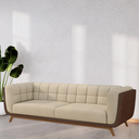 Ver mais imagens de Sofá 2 Lugares 180cm Retrô Pés Madeira Luxo Premium Estofado Bouclê Off-white e Corino Sala Recepção