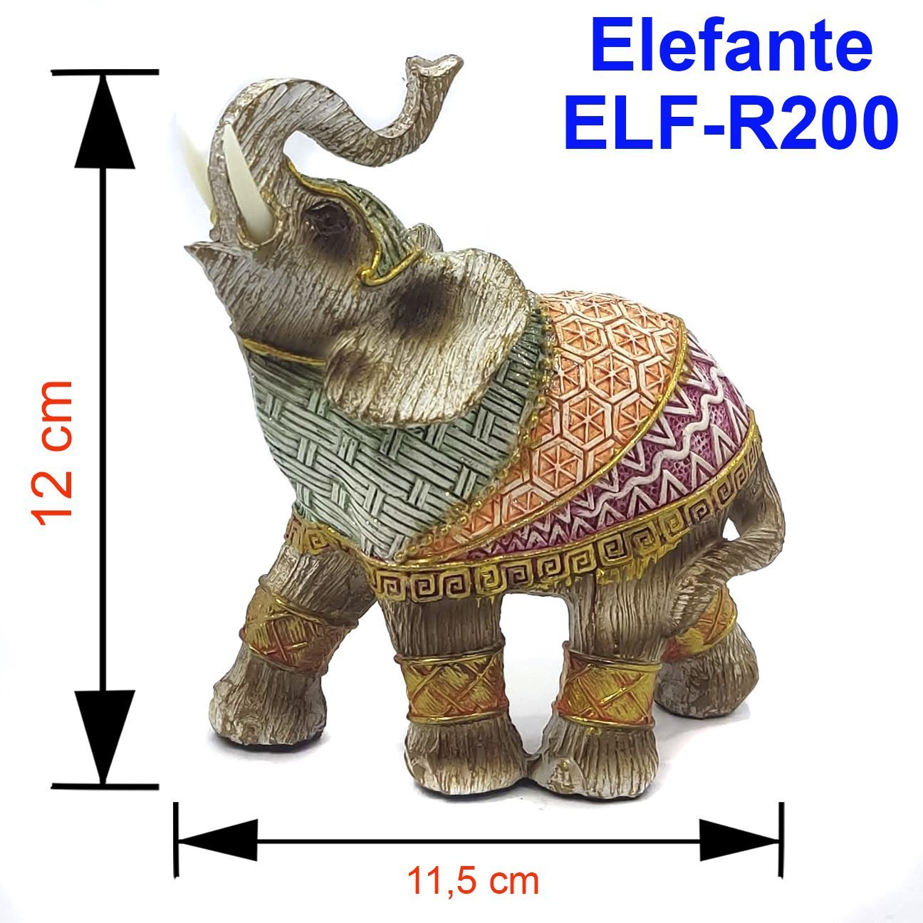 Elefante Decorativo Em Resina Indiano Sabedoria Sorte R200 - 2