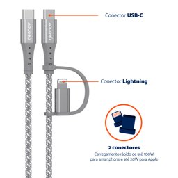Cabo 2 In 1 Usb-c+ Lightninig + Geonav 1,5 M - 2