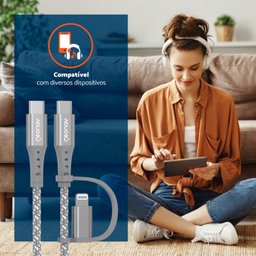 Cabo 2 In 1 Usb-c+ Lightninig + Geonav 1,5 M - 5