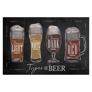 Tábua de Corte Retangular Beer Types em Vidro - 20x30cm