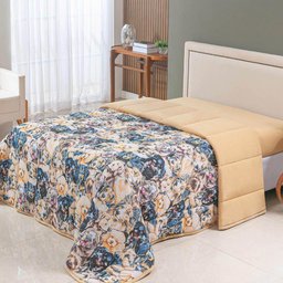Edredom Cobertor Casa Scarpa Sonnet Solteiro Malha Estampada Dupla Face Algodão - Pet - Mostarda - 3