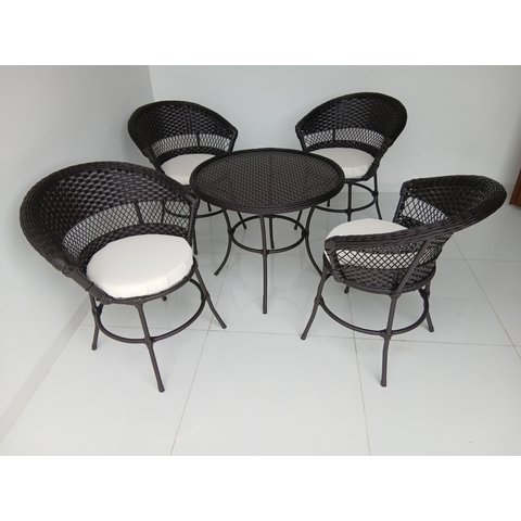 Conjunto Mesa e Cadeiras Hotel em Fibra Sintética para Jardins Varandas Área Externa Interna Sacadas