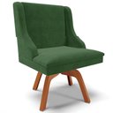 Ver mais imagens de Kit 3 Cadeiras Decorativas Sala de Jantar Base Giratória de Madeira Firenze Suede Verde Esmeralda/Na