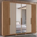 Ver imagem 2 de Guarda Roupa Casal Espelho 6p 260 Cm Araguaia Carvalho Fendi Moval