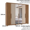 Ver imagem 3 de Guarda Roupa Casal Espelho 6p 260 Cm Araguaia Carvalho Fendi Moval