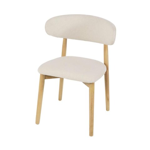 Cadeira de Jantar Frida Creme Base Madeira Assento e Encosto Estofado de Linho