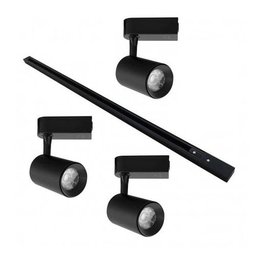 Kit Trilho Eletrificado 1m + 3 Spot Led 7w Preto 4000k Branco Neutro - 2