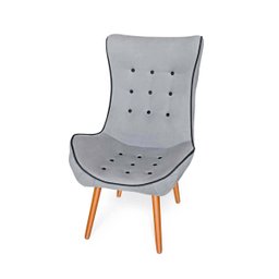 Poltrona Jéssica Pés Palito Madeira Suede:cinza - 1